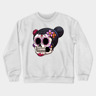 Female Dia De Los Muertos Sugar Skull Crewneck Sweatshirt